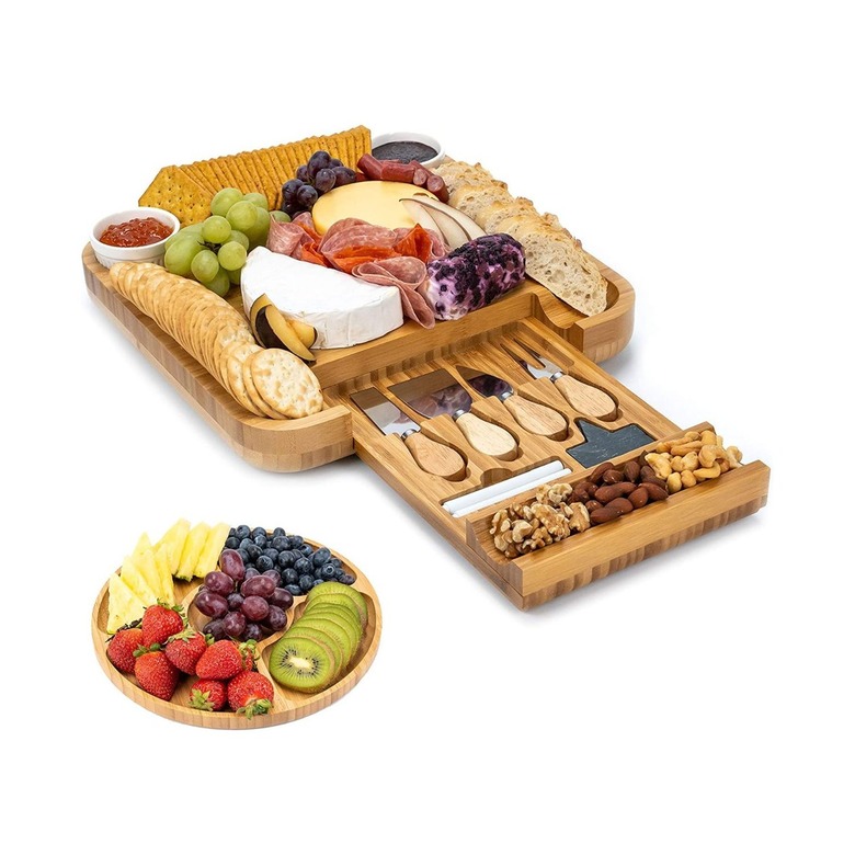 SMIRLY Bamboo Cheese Board and Knife Set