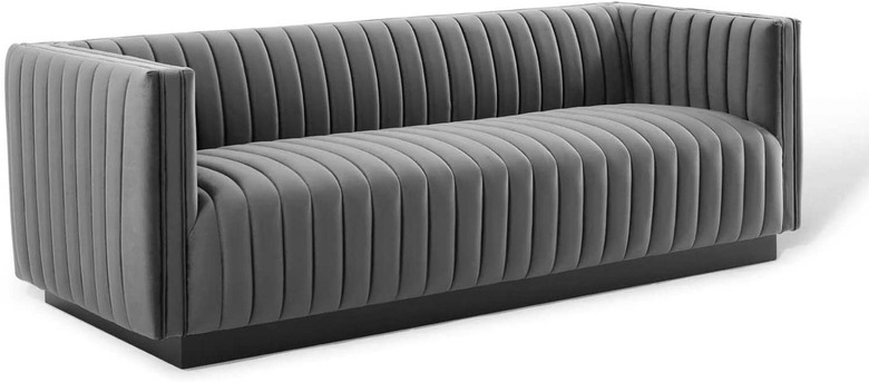 Modway Conjure Channel Tufted Velvet Tuxedo Sofa