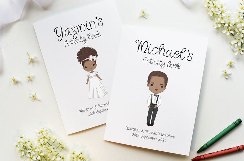 Two kids' wedding activity books