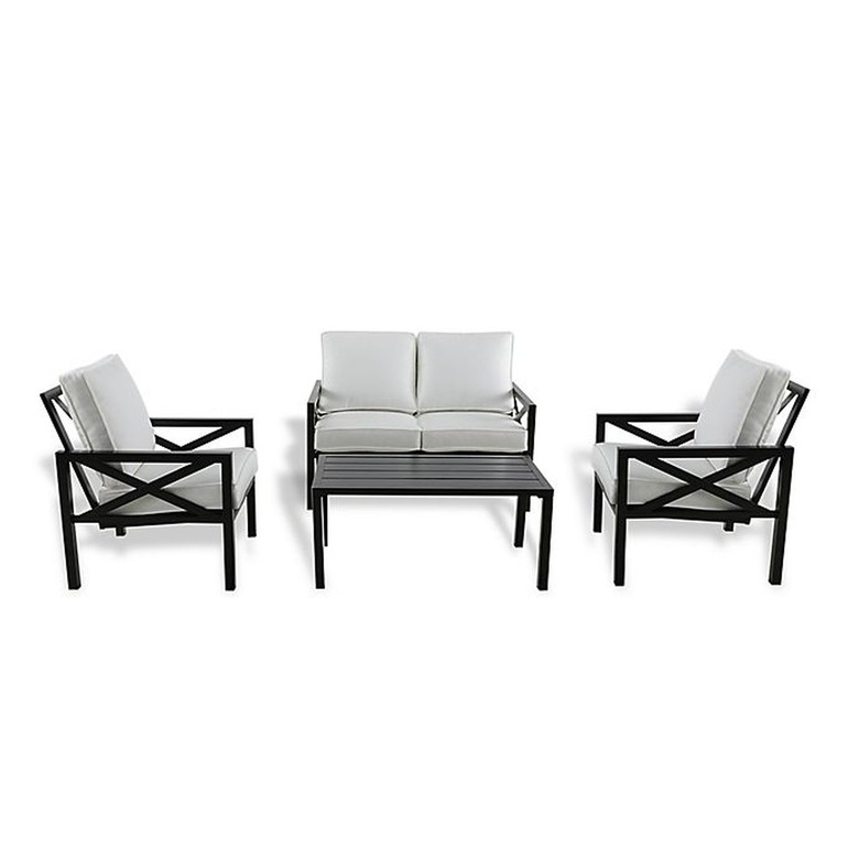 W Home Stonington 4-Piece Metal Cushioned Chat Set