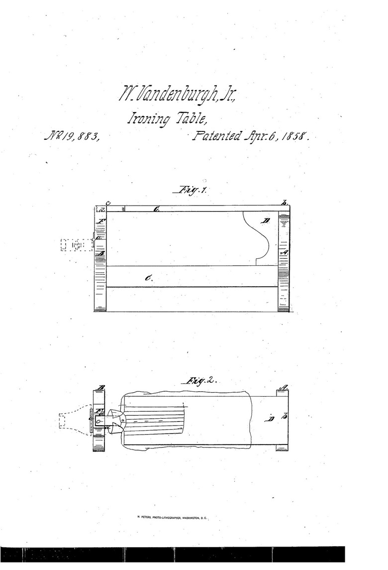 A patent for an ironing table