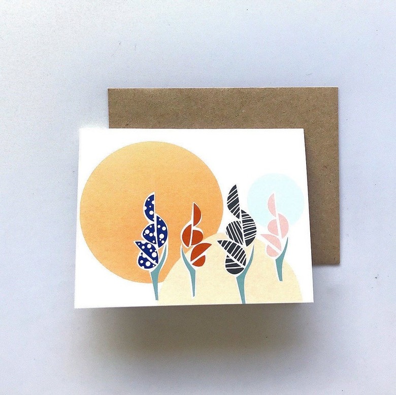 greeting card with illustrated plant design