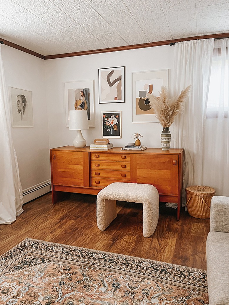 Style the finished shearling stool in your home.