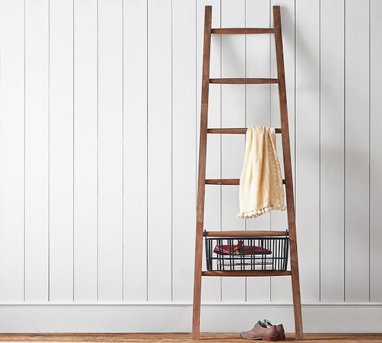 rustic wood blanket rack
