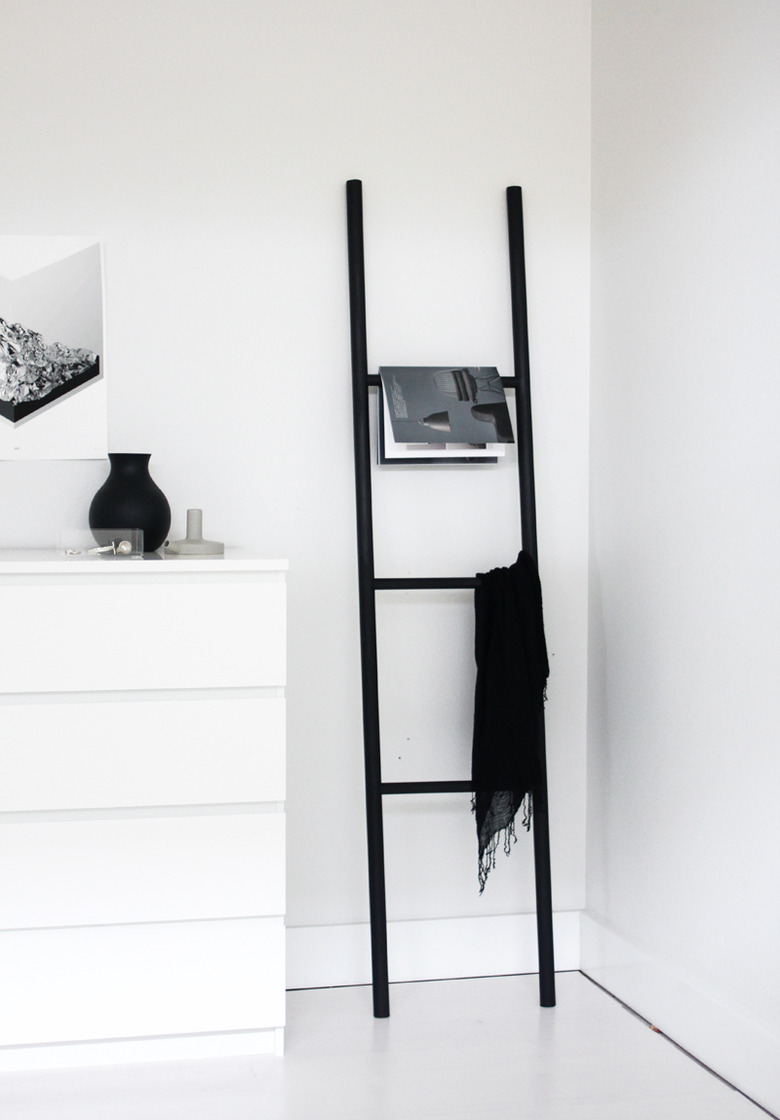 modern black DIY blanket rack