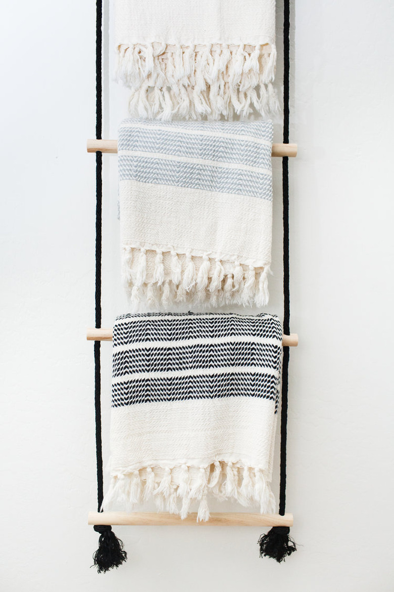 bohemian inspired DIY hanging blanket rack