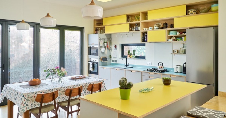 blue laminate countertop