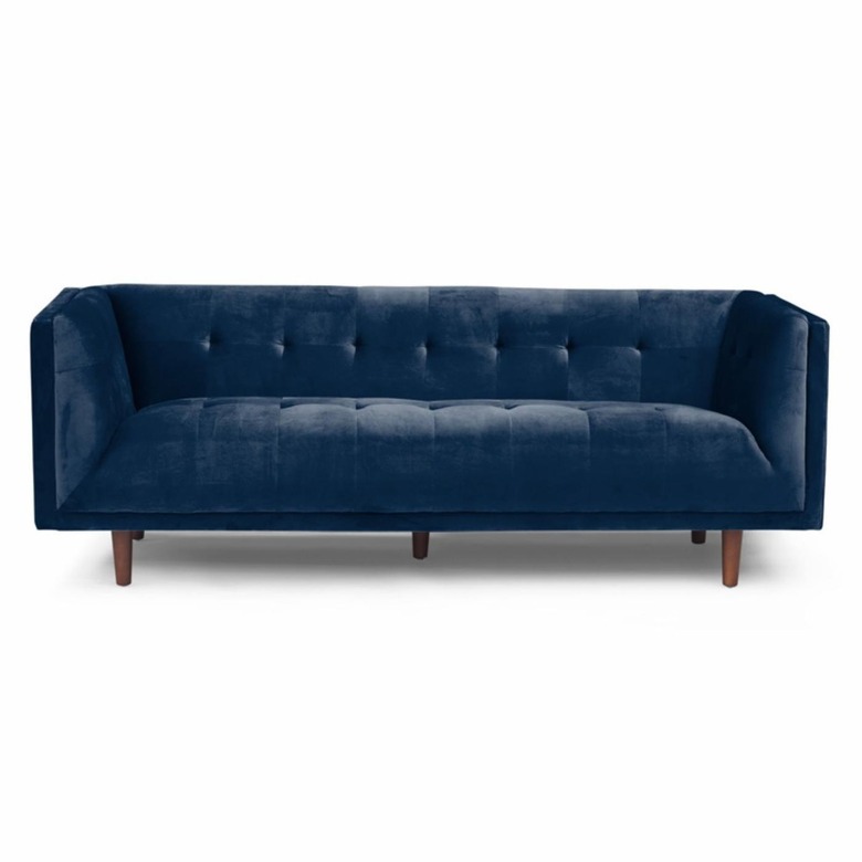 blue velvet sofa