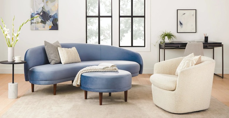 blue velvet sofa