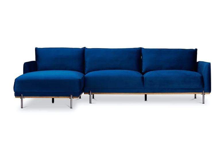 blue velvet sofa