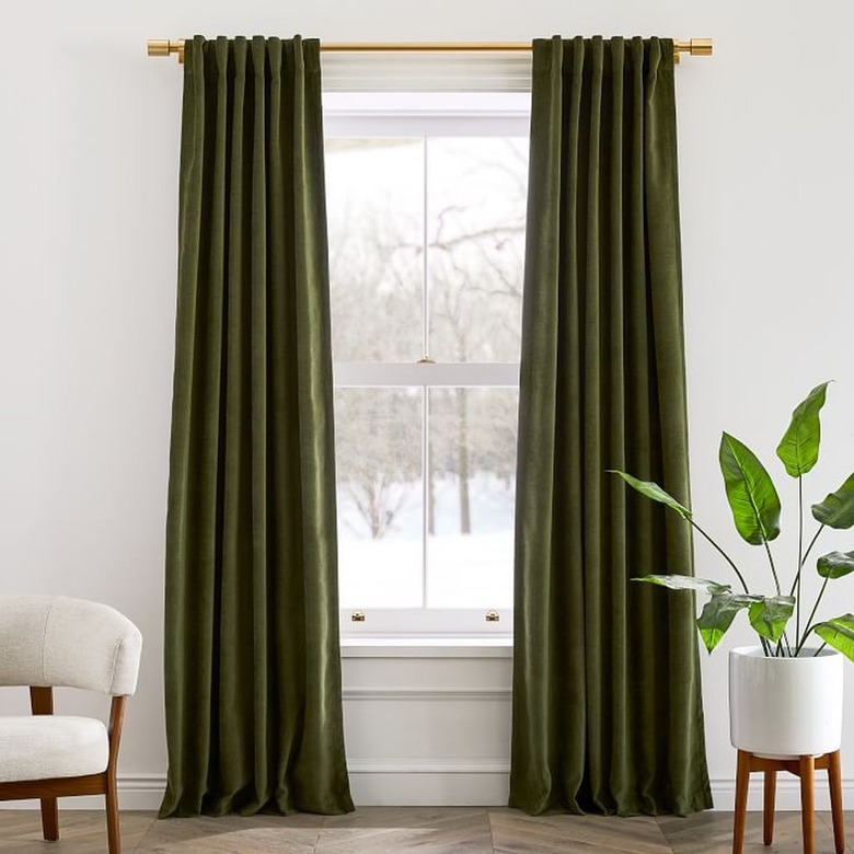 Dark green velvet curtains