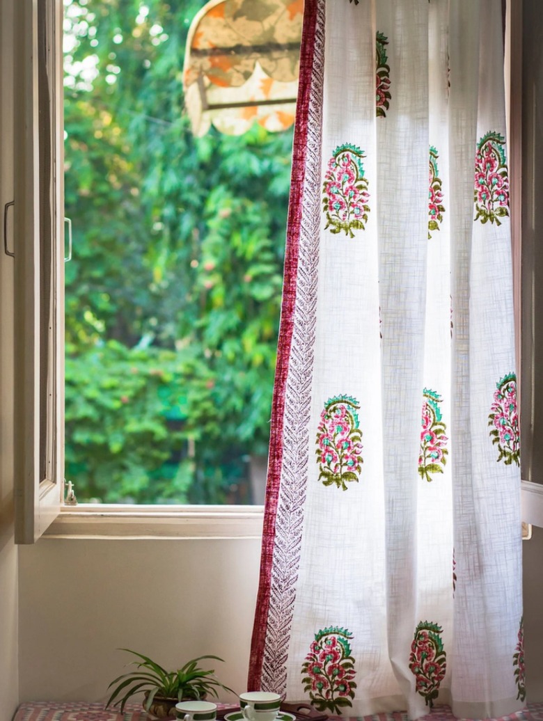 Indian block-print curtain