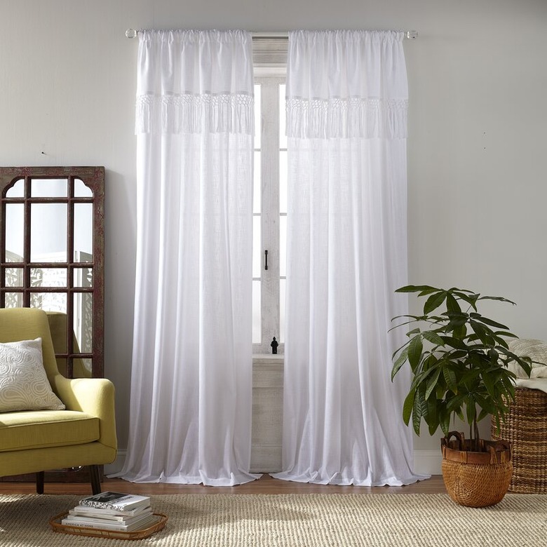 semisheer boho curtains with fringed valance