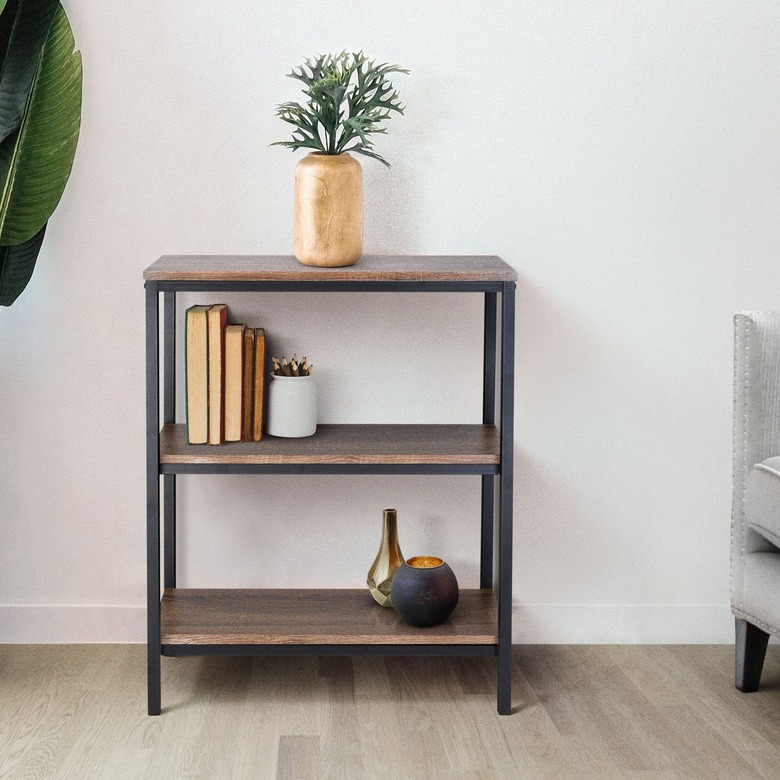 wood and metal shelf