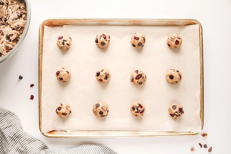 Cookie dough on parchment paper