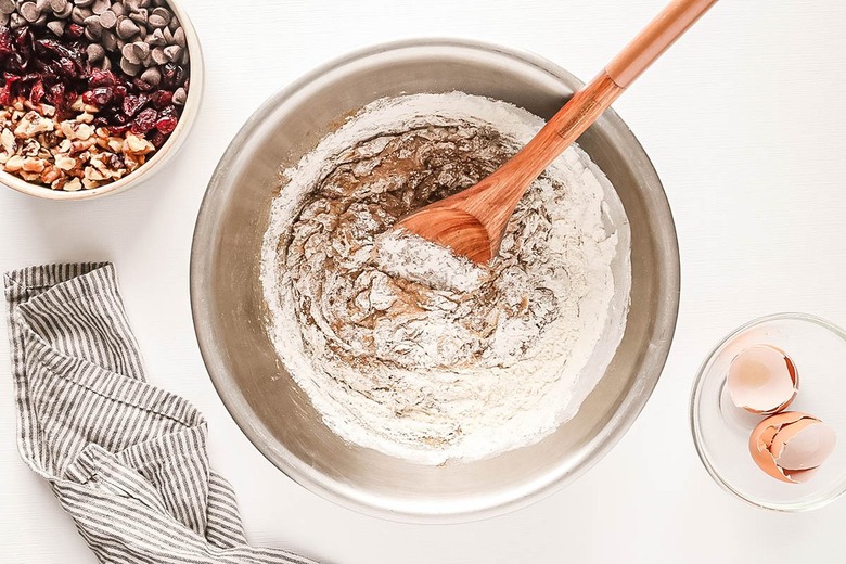 Wet and dry ingredients in a large bowl