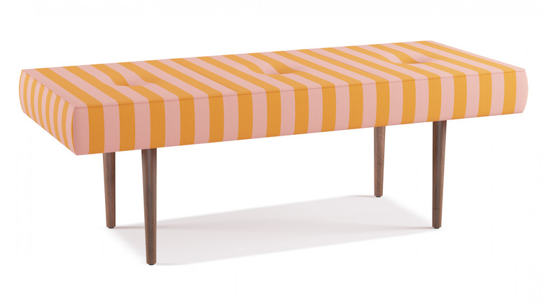 The Inside Midcentury Pink Stripe Bench