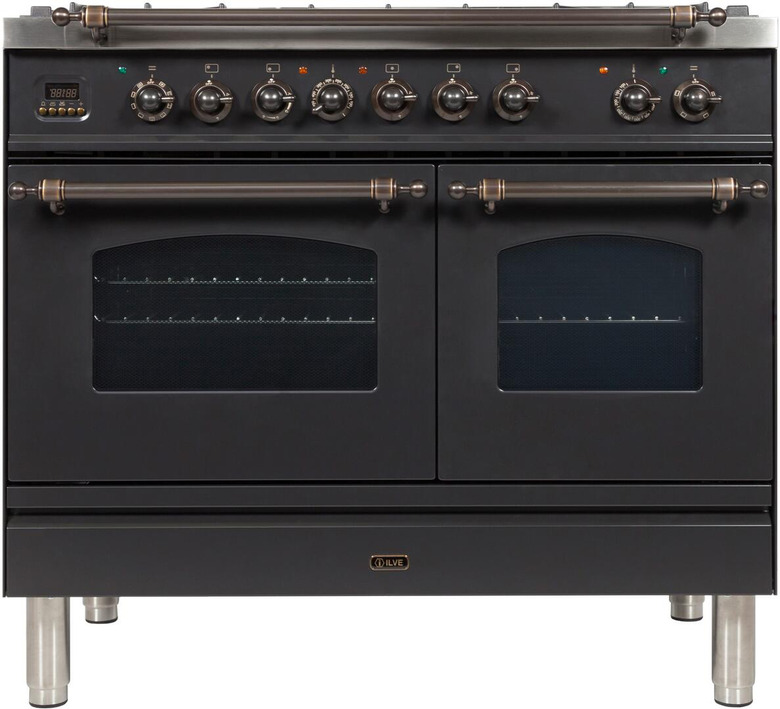 matte black Ilve 40 Duel Fuel Freestanding Range