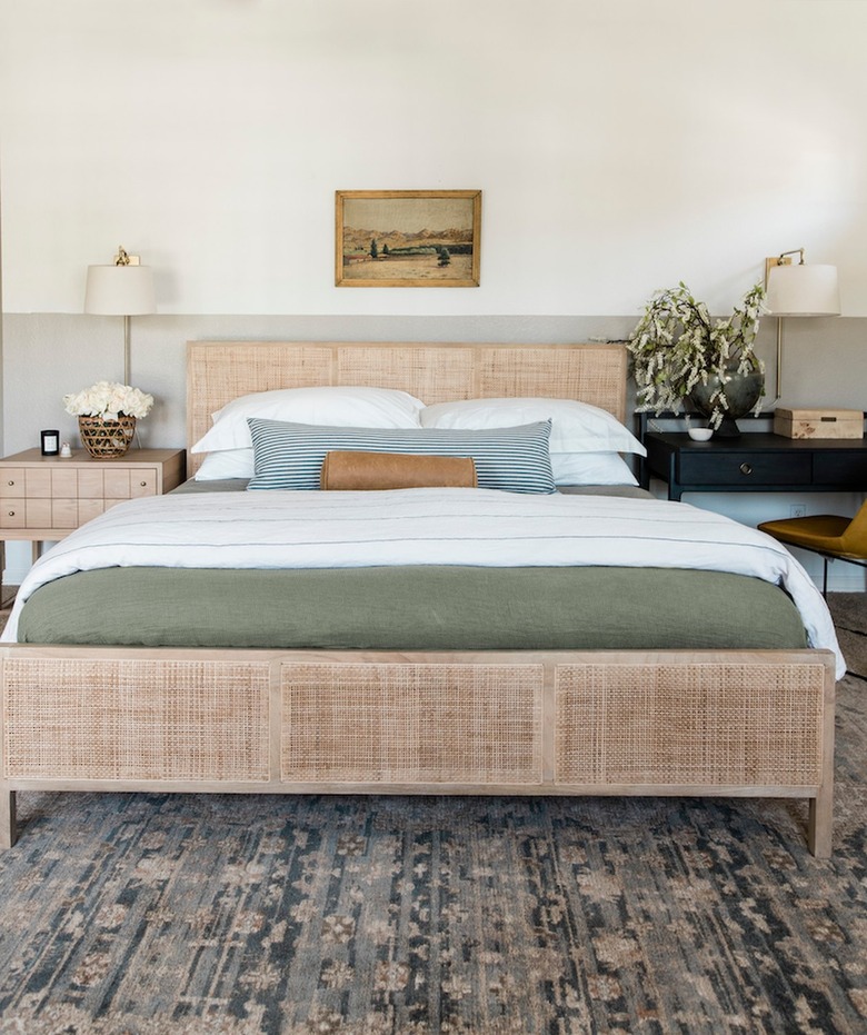 multi-colored neutral carpet with gray walls