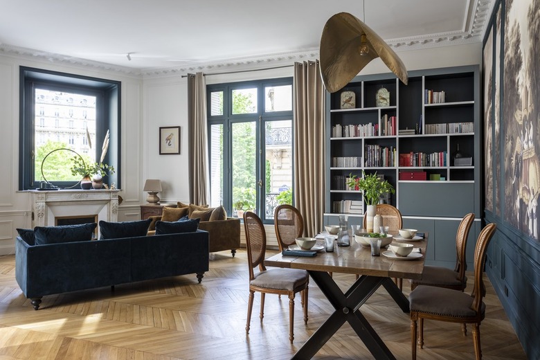 The elegant living and dining area.