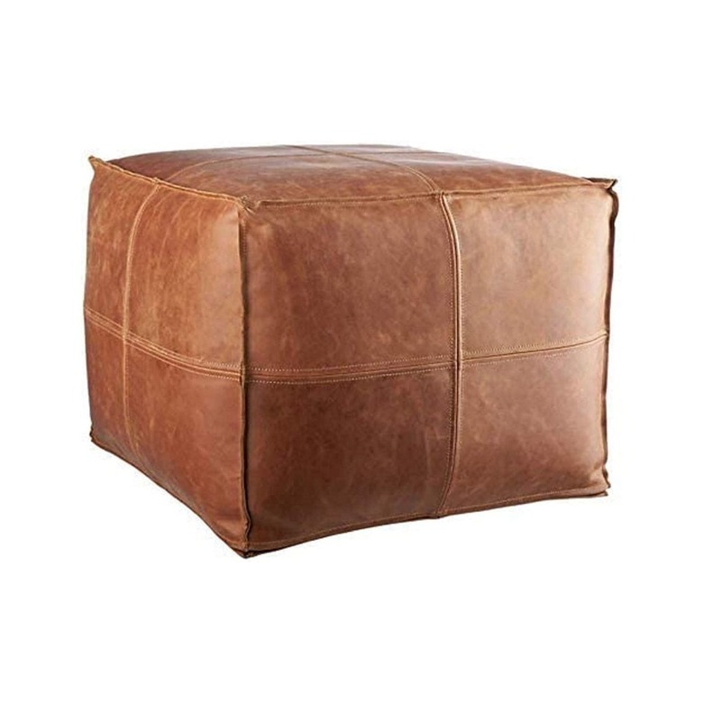 Leatherooze Handmade Unstuffed Leather Pouf
