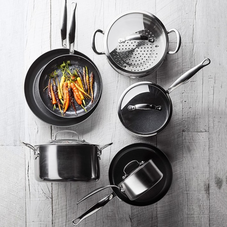 black ceramic pots and pans set from williams-sonoma