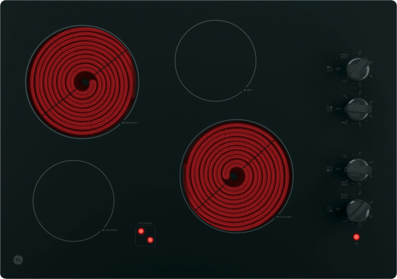 ceramic stovetop with four burners by GE