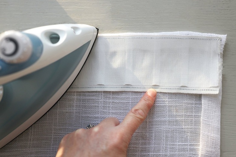 Ironing pleater tape to back of cafe curtain