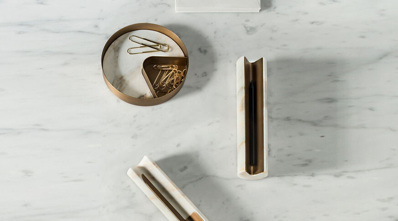 Salvatori Marble and Brass Pen Holder
