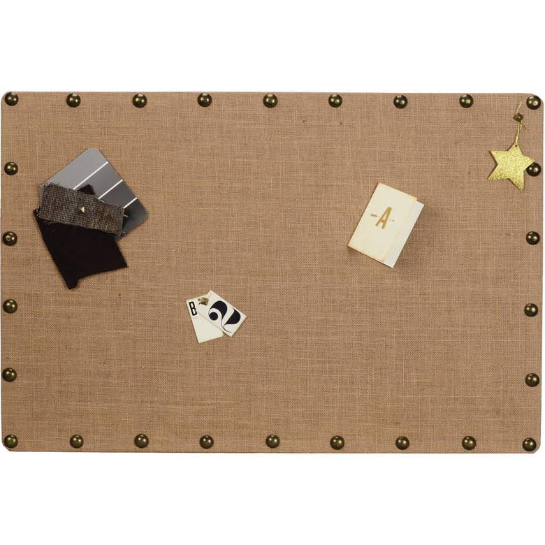 Linon Burlap Nailhead Corkboard