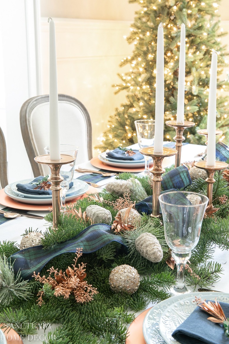 Christmas table spread with garland