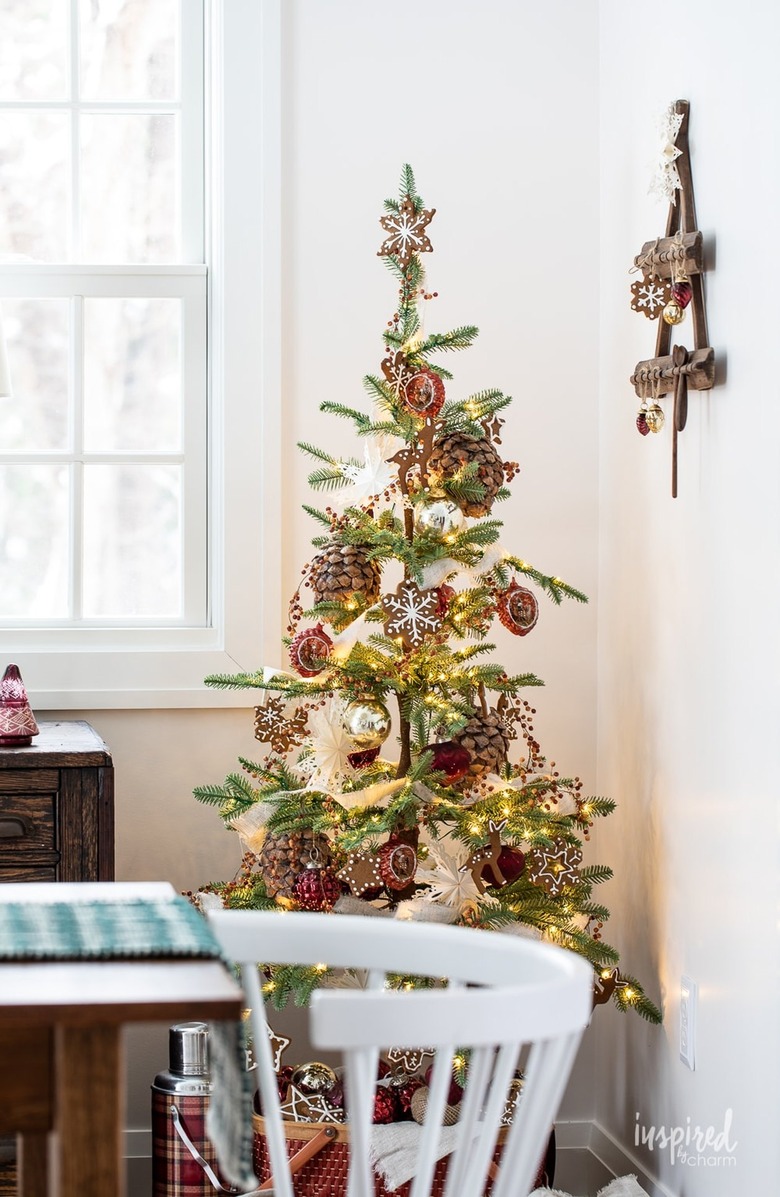 Dining room with Christmas tree featuring gingerbread