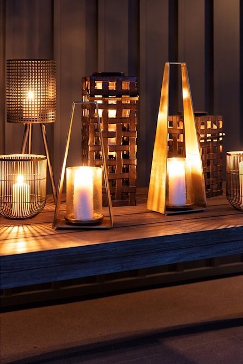 Living Spaces Metal Glass Candle Lantern