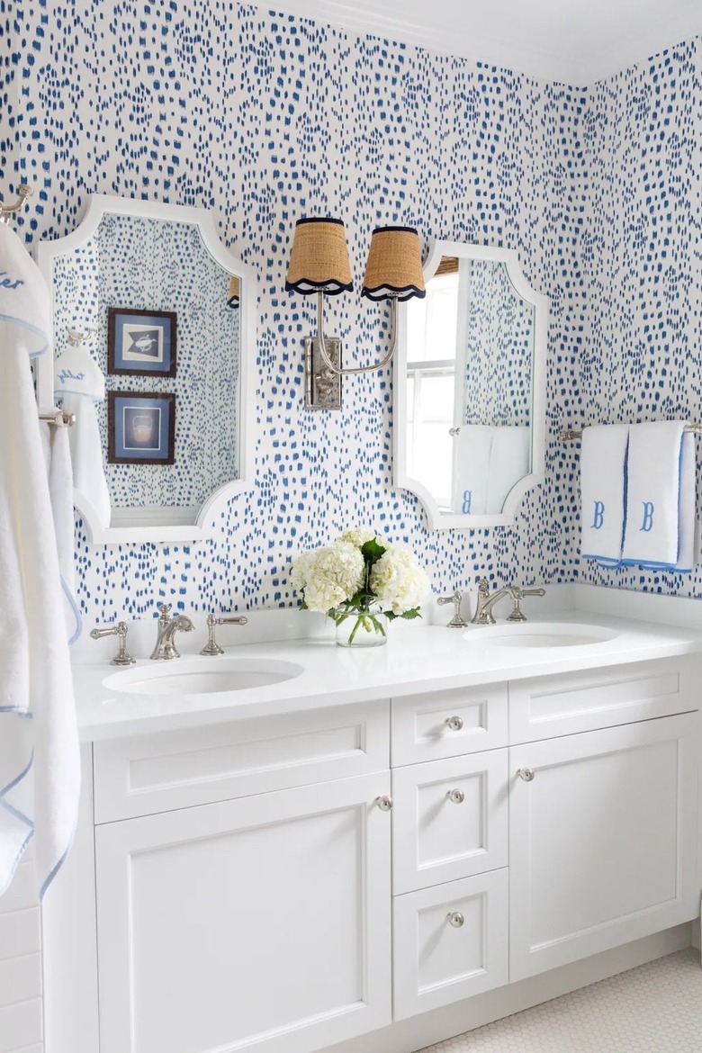 Coastal bathroom with monogrammed towels