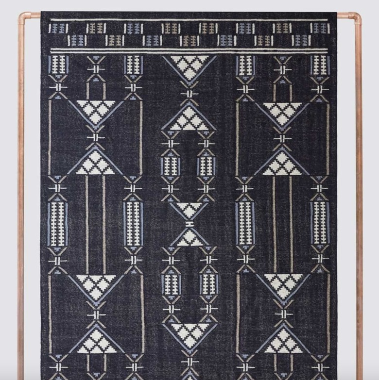 blue patterned rug