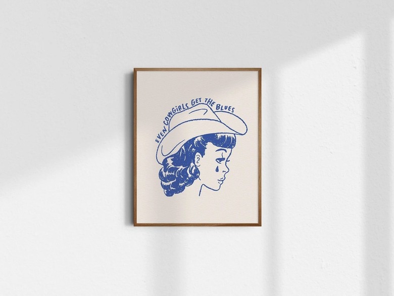 cowgirl print on wall