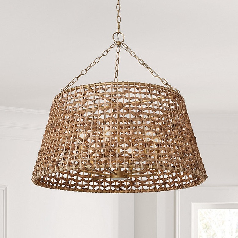 Ballard Designs woven rattan drum chandelier