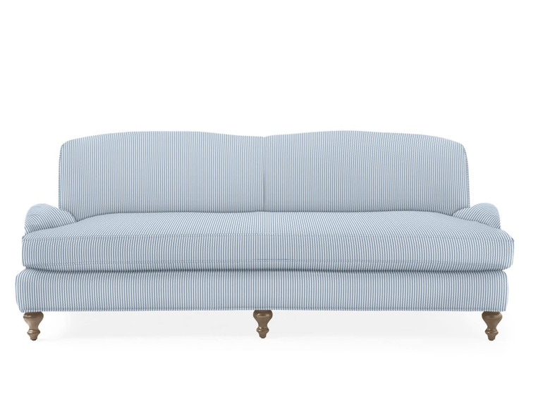 french blue seersucker stripe traditional sofa