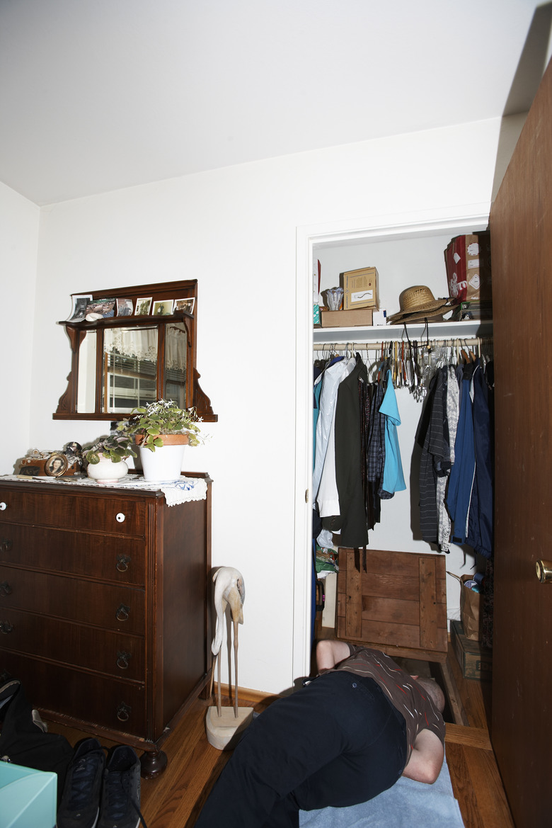 Young man lying on floor