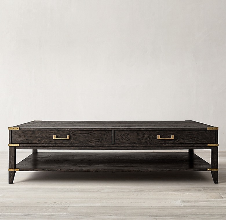 campaign style coffee table with storage
