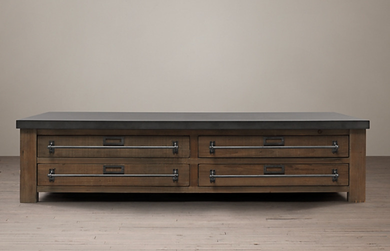 industrial-style coffee table with storage