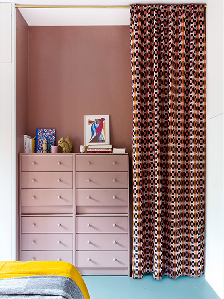 bedroom with pink walls