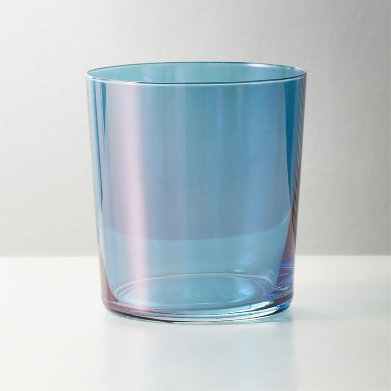 tinted blue glass tumbler