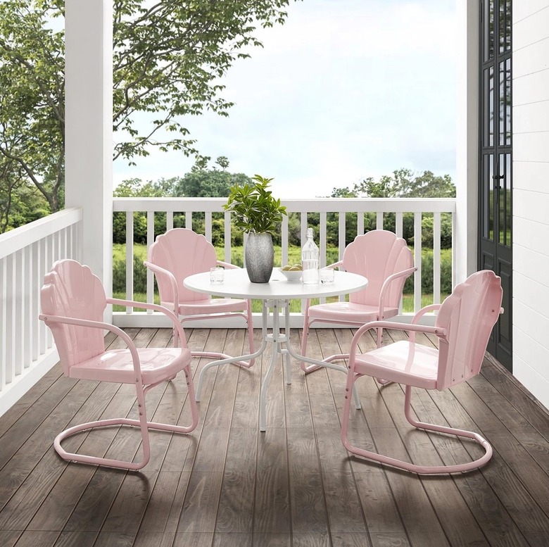 five-piece pink outdoor furniture set