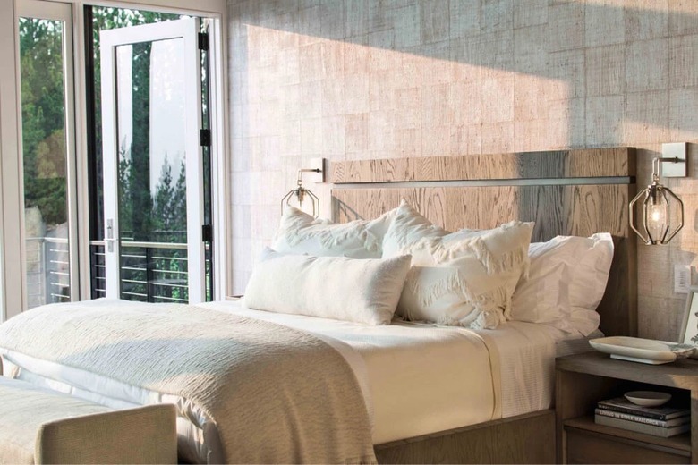 bedroom with white sheets