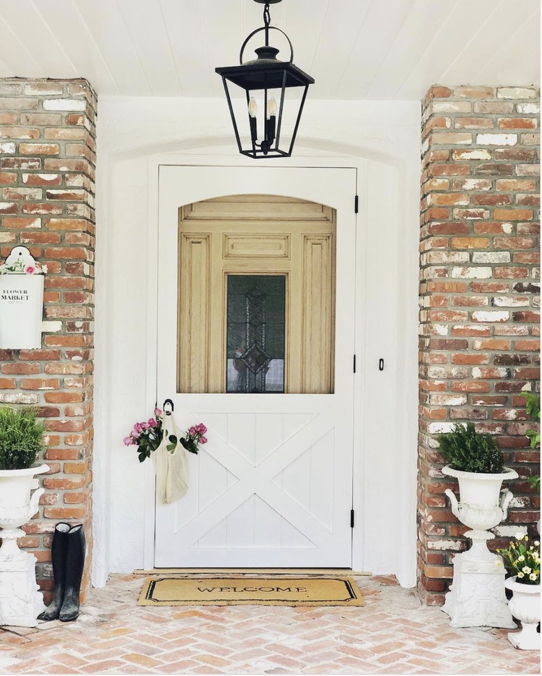 Brick house with white door