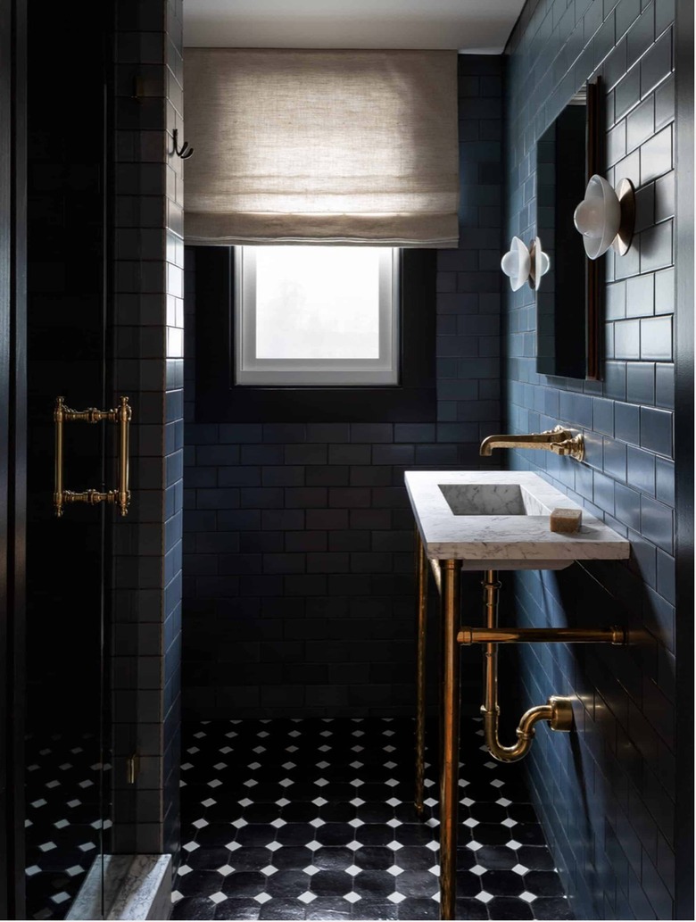 navy and black bathroom