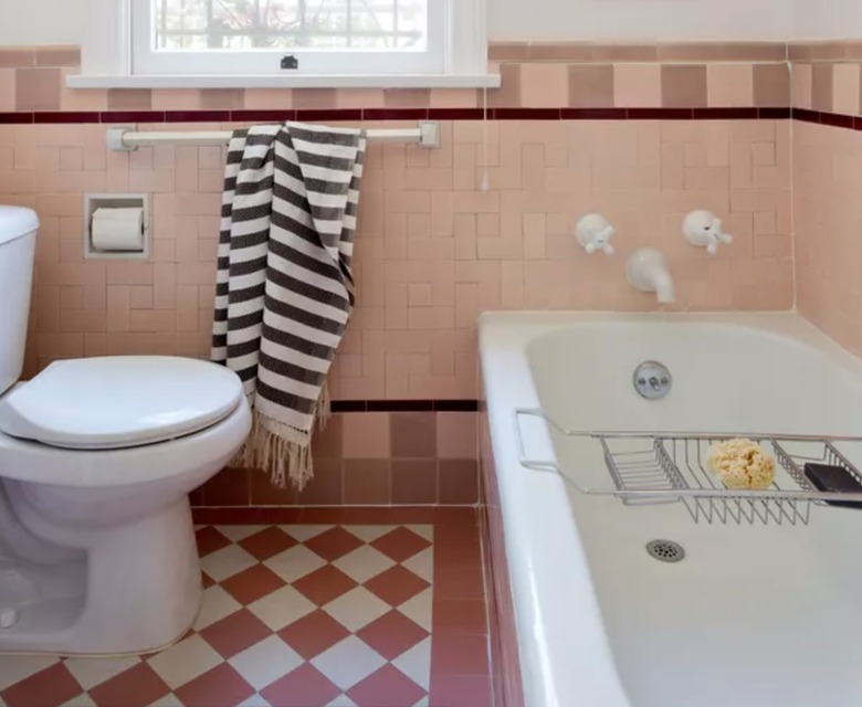 Retro bathroom with rose