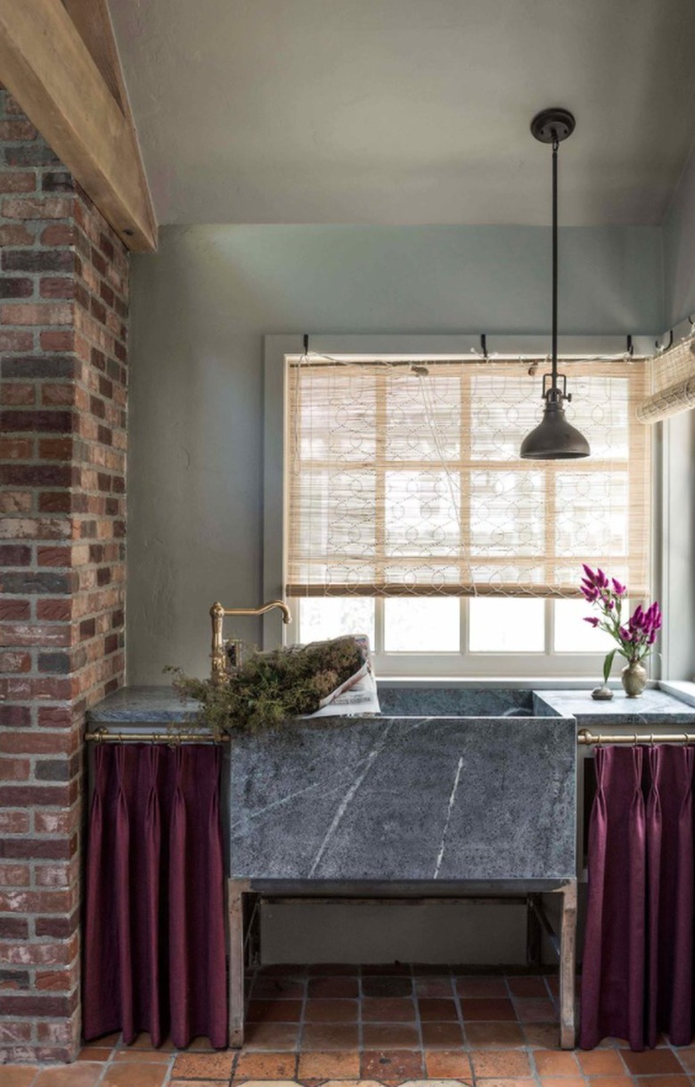 Kitchen with gray marble sink