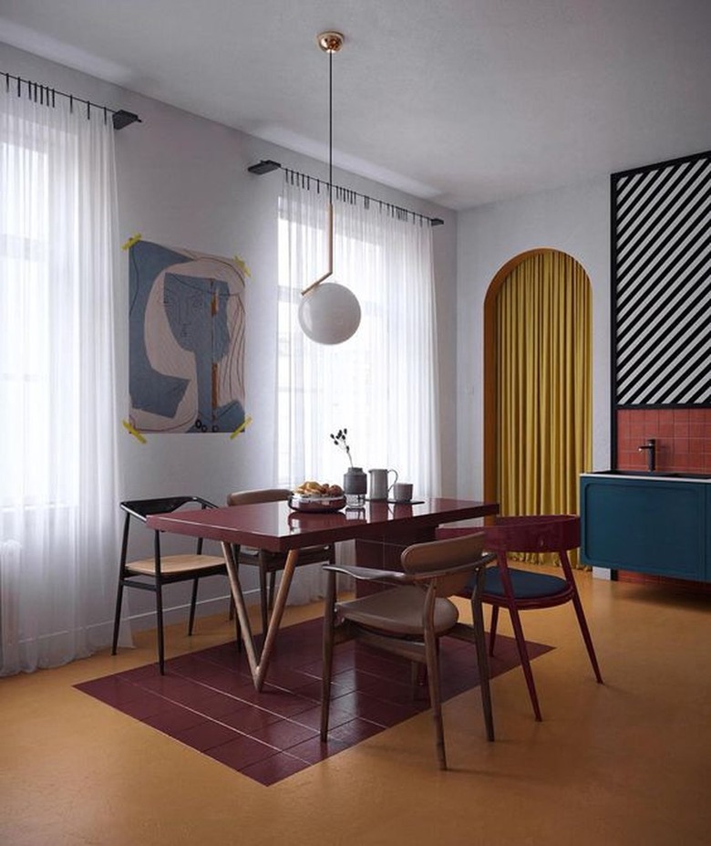 Dining room with mid-century modern dining set